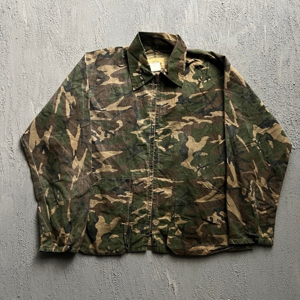 Vintage Ideal Camoflauge Jacket XXL 1980s Hunting Full Zip